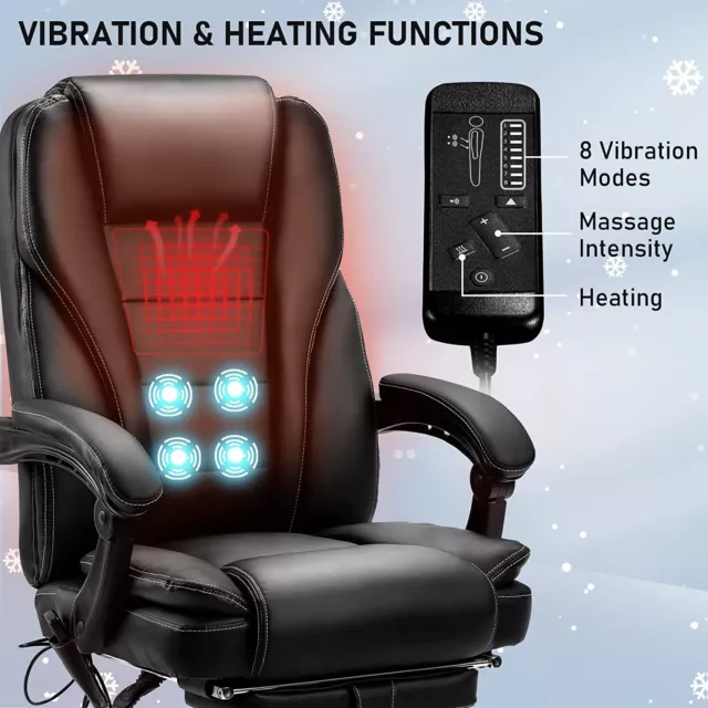 Office Chair Ergonomic Massage Heated Reclining Computer Chair Swivel NEW