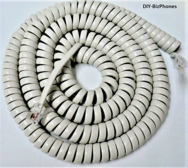 Avaya Off White Long Handset Receiver Curly Phone Cord Series 1 Partner 25 Ft