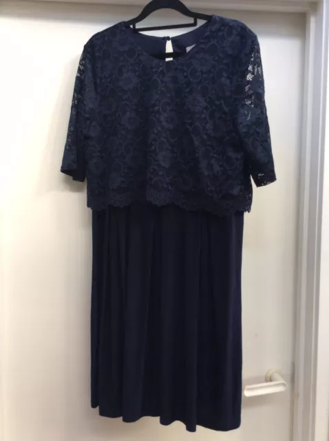 ASOS Maternity Dark Blue Dress Lace panel, nursing Size UK 16 EU 44 US 12 BNWT