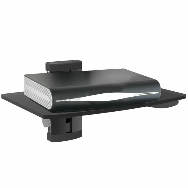 1 TIER BLACK Glass Floating Wall Mount Shelf Sky Box Game Console DVD Player New 19.90