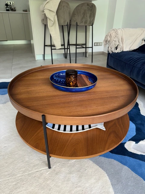 TABLE BASSE RONDE en bois noyer Westwing (72cm de diamètre/40cm de ...