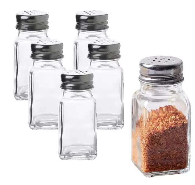 Glass Salt Pepper Shaker Shakers Dispenser Pots Condiment Cafe Nostalgic