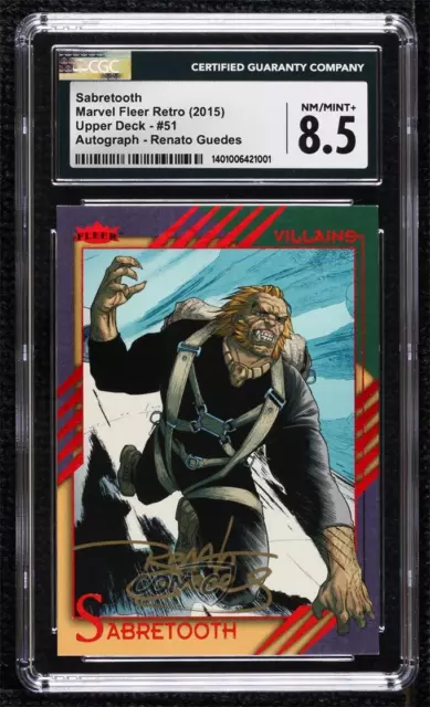 2015 Marvel Fleer Retro Auto Renato Guedes (Sabretooth) #51.2 CGC 8.5 Auto 0fr5