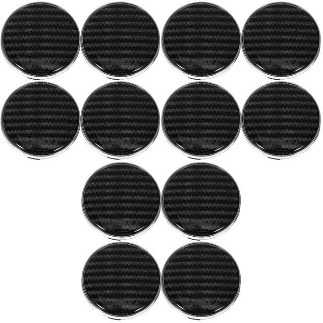 A ABSOPRO Tappi centrali per cerchi in lega Diametro esterno: 70mm/2.76 Plastica Argento 1 pezzo per Ford per BMW con Adesivo in fibre di Carbonio Nero