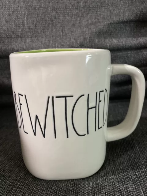 Rae Dunn Halloween Mug BEWITCHED Ivory W/ Green Interior Black Letter Mug Spooky
