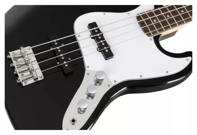 Basse Guitarre E-Bass Electrique JB-Style Jazz Bass 4 Cordes Pack Housse Noir 3