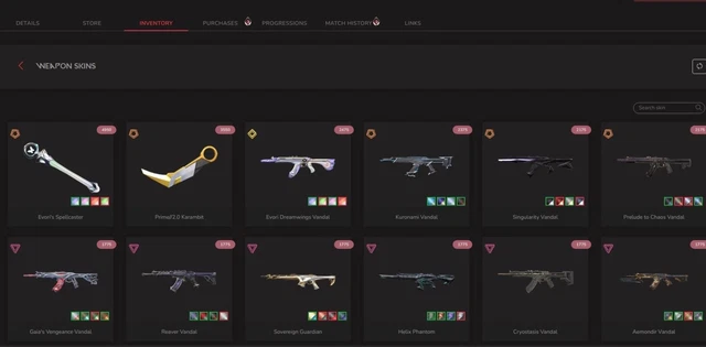 Compte Valorant PC - Peak Immortal 1 - 172 Skins Rares - Valeur 1000€+