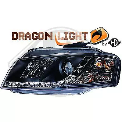 Coppia Fari Fanali Anteriori TUNING A3 (8P 8PA) 2003-2008 nero Dayline LED