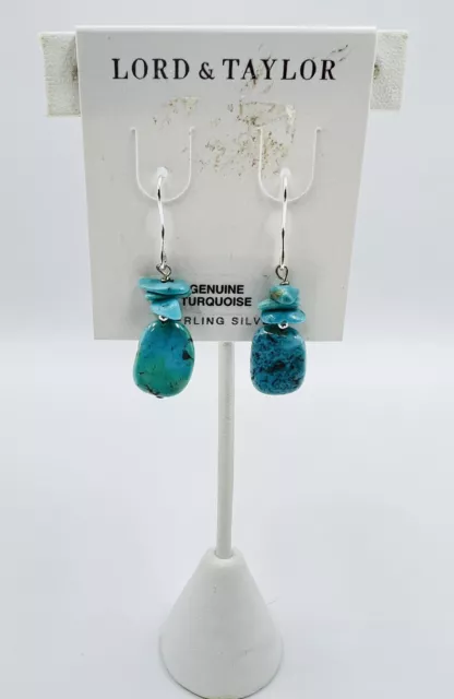 Lord and Taylor Genuine Turquoise Sterling Silver Dangle Earrings