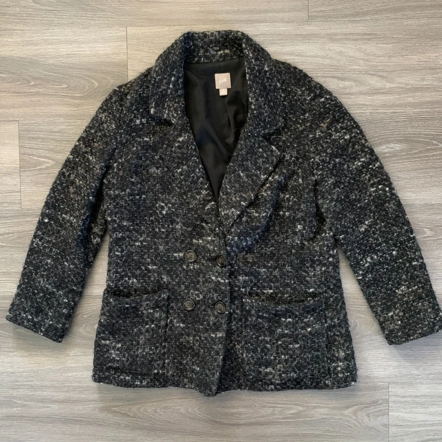 J. Jill Wool Blend Blazer Jacket Lined Womens Petite Small Alpaca Mohair Black