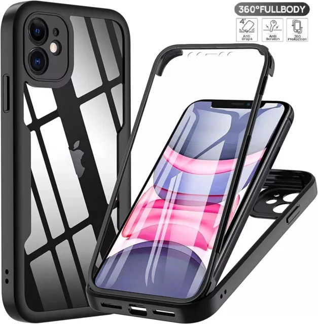 Clear 360 Full body Case For iPhone 15 14 13 12 11 Pro Max XR XS Max 7 8 Plus SE