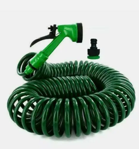 15m 30m Retractable Coil Hose Pipe Reel Water Spray Gun Nozzle Garden Patio UK