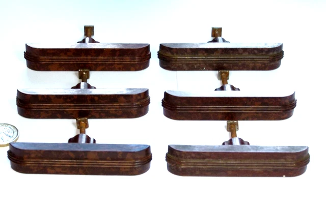SET x 6 ART DECO CUPBOARD CHEST DRAWERS CUPBOARD HANDLE WALNUT BAKELITE 1920s