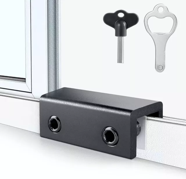 Window Locks,4 Sets Sliding Window Locks with Key Vertical & Horizontal Sliding