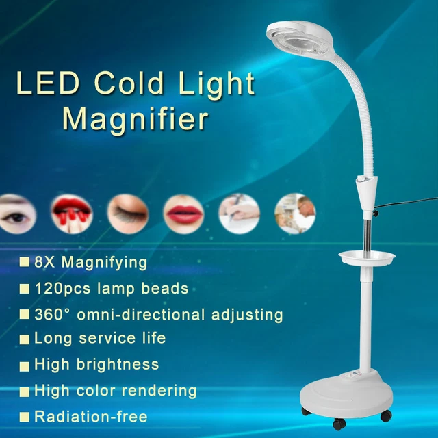 Supporto da pavimento ingrandimento regolabile in altezza 8X LED luce fredda lampada tatuaggio bellezza Regno Unito