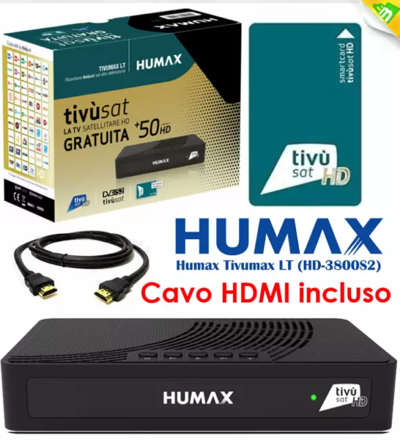 DECODER SATELLITARE DVB-S2 TIVUSAT HUMAX HD-3801S2 - CON TESSERA e PRESA HDMI