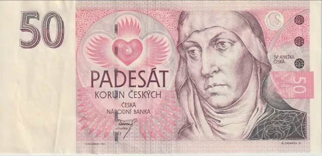 Czech Republic 50 Korun Banknote 1993 Nice Very Fine Condition Pick#4-A St Agnis
