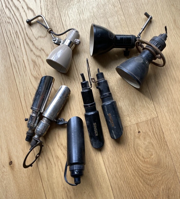Lot lampe atelier Singer machine à coudre Lumina industrielle vintage No Gras