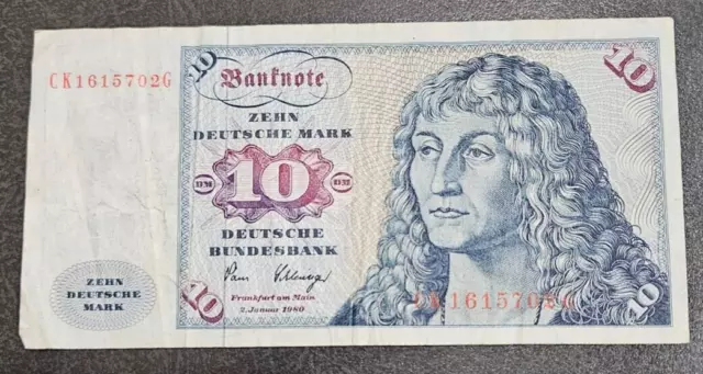 1980 GERMANY Federal Republic 10 Deutsche Mark Banknote