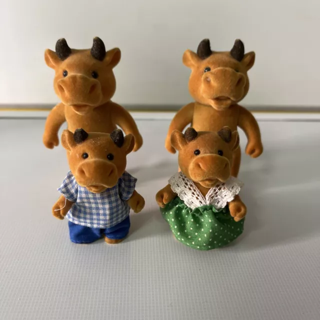 Vintage Sylvanian Forest Families Barenwald Bull Family Toro Cow Mucca