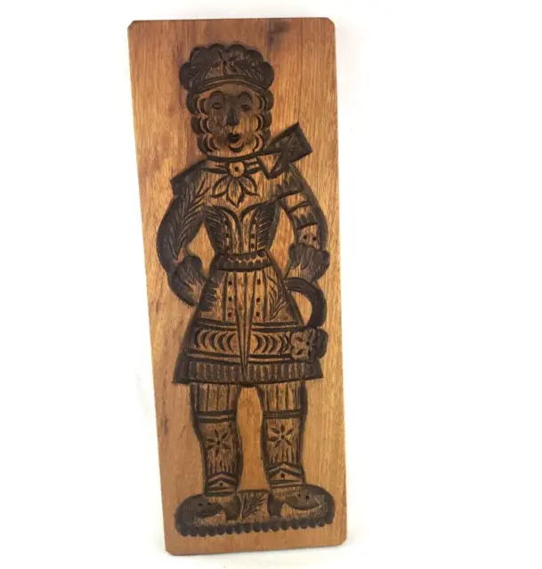 Vintage Antique Dutch Man Wooden Springerle Speculaas Wood Cookie Mold Board