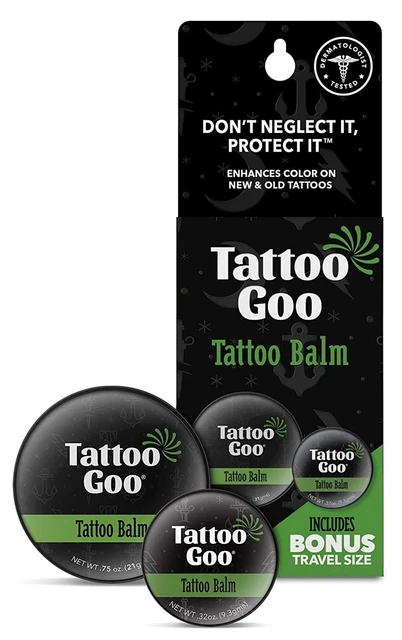 Tattoo Goo Balm 1x 3/4 oz 1x .33 oz Travel Size Tins Natural Aftercare Tattoo Goo Balm 1x 3/4 oz 1x .33 oz Travel Size Tins Natural Aftercare