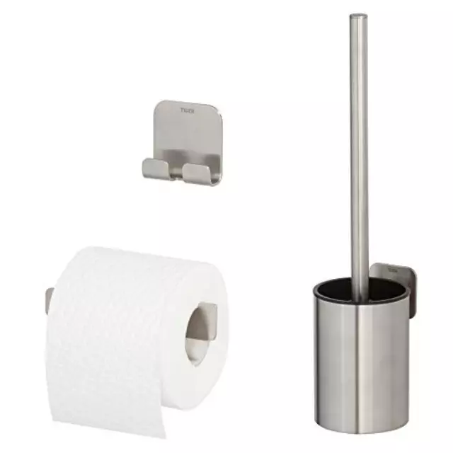 (TG. set 3 pezzi) Tiger Colar Set di Accessori da Bagno, Metallo, Acciaio Inox S