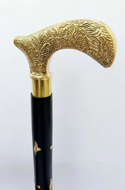 Élégante canne en bois pliable avec manche en loup - Disponible en argent - France