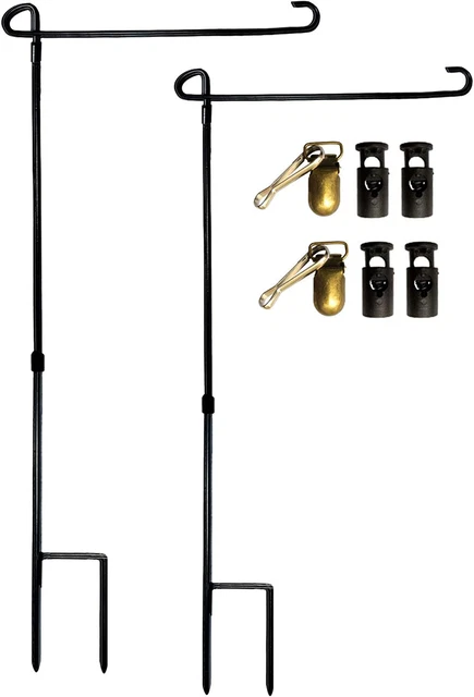 Garden Flag Stand-Holder-Pole 2 pack Metal Garden Flag Holder Stand Outdoors✔️✅