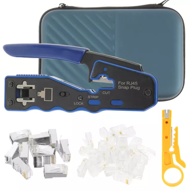RJ45 Crimp Tool Kit 8P Pass Through Crimper Cat 5 6 7 Connector  Crimping Tool◥