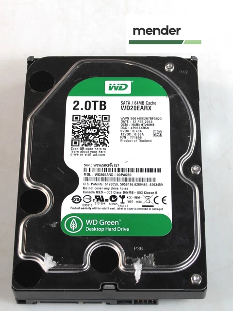 Western Digital 2TB 7200RPM 64MB Cache SATA HDD Hard Drive WD20EARX-00PASB0
