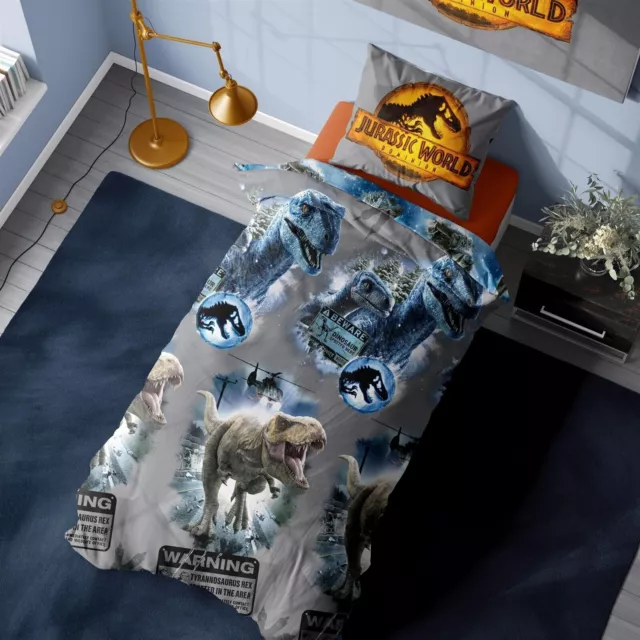 Jurassic World Dominion Single Duvet Cover Official Reversible Bedding Set