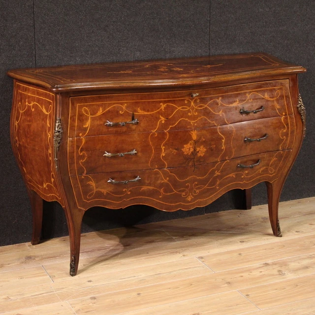 Commode Laquée 3 Tiroirs Style Toscan Peint - Italie Milieu XXème - H 77 L 88 P 42