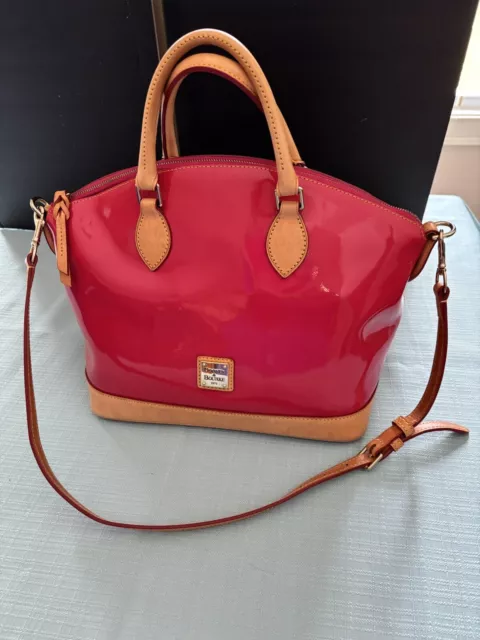 Dooney & Bourke Hot Pink Patent Leather Domed Satchel Handbag Purse