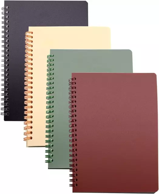 Spiral Notebook, 4 Pcs 8.3 Inch X 5.9 Inch A5 Thick Plastic Hardcover 8Mm Ruled