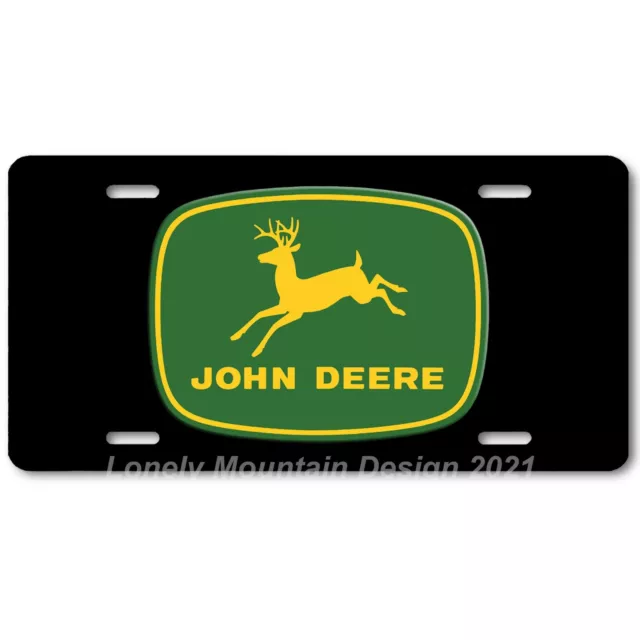 John Deere Old Logo Inspired Art on Black FLAT Aluminum Novelty License Plate