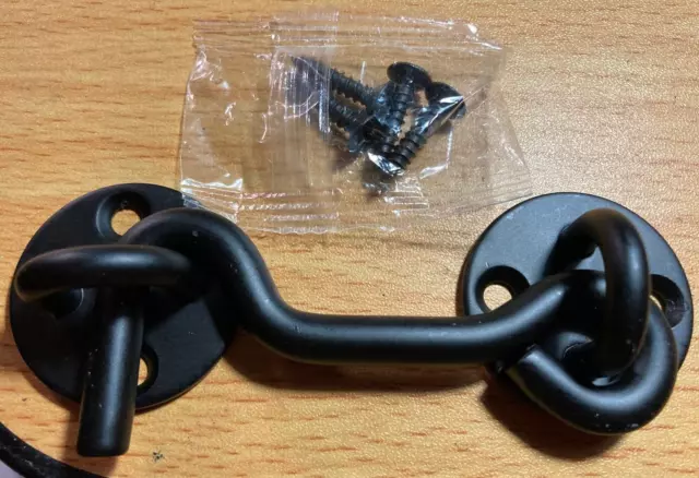 New in box Raswik 2 Pack 4" Privacy Hook & Eye Latch for Sliding Barn Door Black