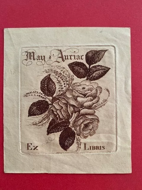 Ex-libris AURIAC May d', A4136, eau-forte 70 x 60 mm, 20è