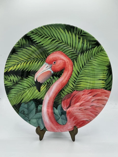 Sakura Pink Flamingo Paradise 4 Plates 8.5" Signed P. Bryant Evolution Melamine Sakura Pink Flamingo Paradise 4 Plates 8.5" Signed P. Bryant Evolution Melamine