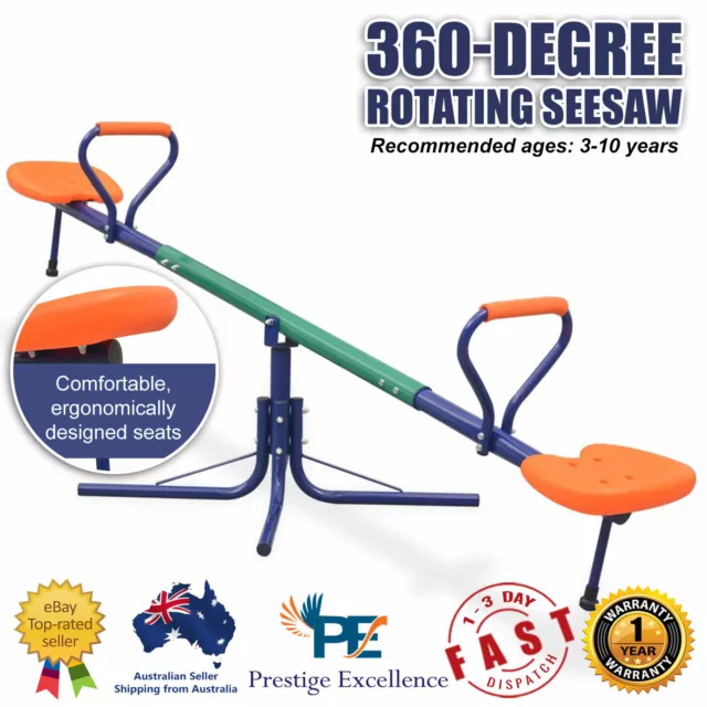 Kids 360-Degree Rotating Spin Seesaw Orange Outdoor Play See Saw Toy Fun Ride AU