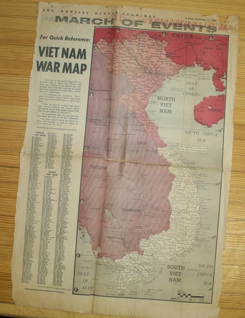 1960S VIETNAM WAR Campaign Map Newspaper Printing Plate 6 3/4 x 5 5/8