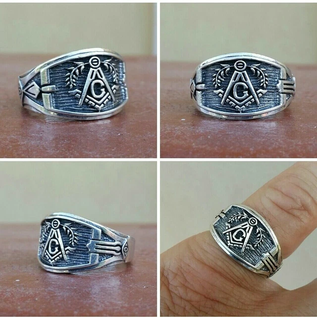 Anello Massone Con Occhio Onnisciente In Argento Sterling 925 - Regalo Unisex Vintage - Foto 10