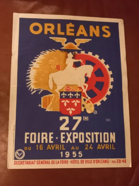 ancienne affiche foire exposition Orléans Jeanne d'Arc 1955
