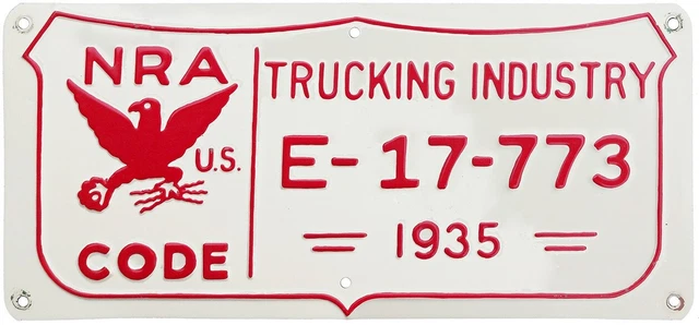 1935 NRA license plate (GIBBY REPAINTED)