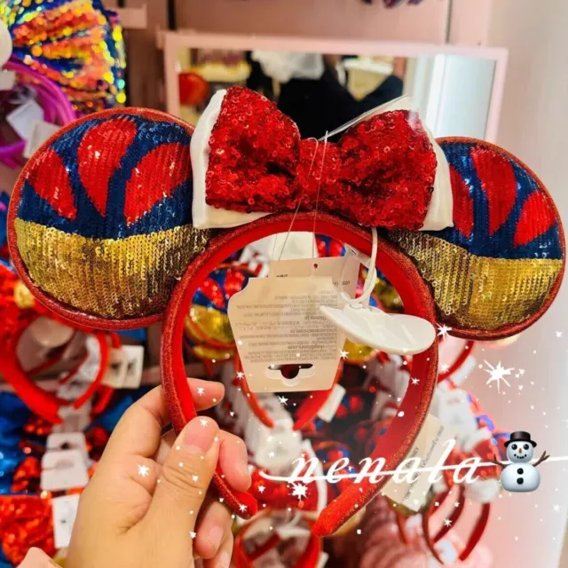 DISNEY AUTHENTIC 2024 Snow White Sequined Minnie Mouse Ears Headband