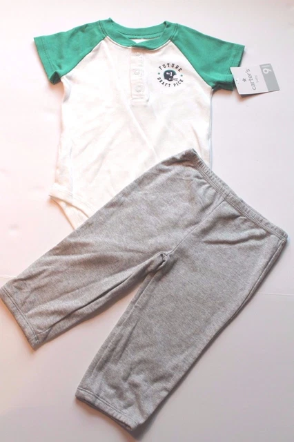 Carter's Football Bodysuit & Gray Pants 2-Piece Outfit Infant Baby Boy 9 Months