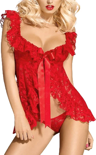 Lingerie Sexy In Pizzo Con Scollo A V - Set Intimo Donna Con Perizoma - Foto 8