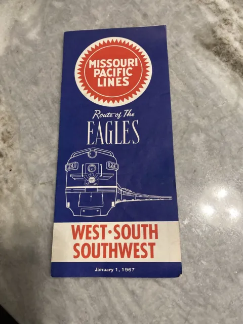 1967 Missouri Pacific Railroad Lines Route of the Eagles West South Southwest