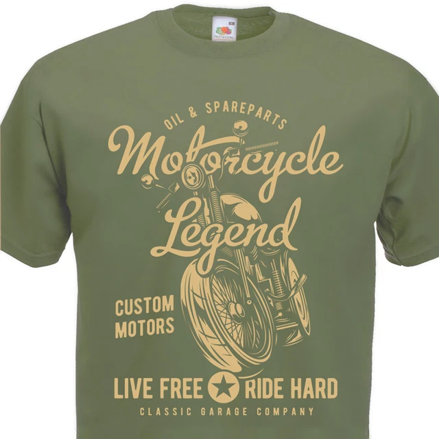 T-shirt Motorcycle Legend Mens Biker top motorbike Custom Motors Motard Moto 60'