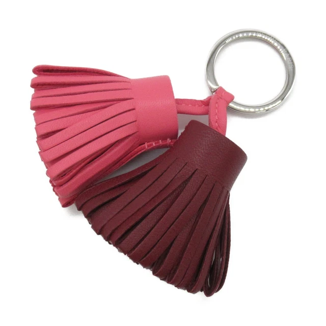 HERMES Carmen Unodos Key chain Agneau milo leather Pink Rouge H Rose azalee Used
